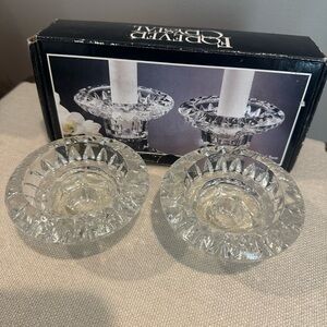Clear Glass Candle Holders - Set of 2